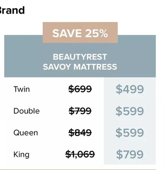 Linen Chest Beautyrest savoy mattress twin | double | queen | king offer