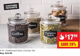 Kitchen Stuff Plus 4 pc. chalkboard glass canister set offer