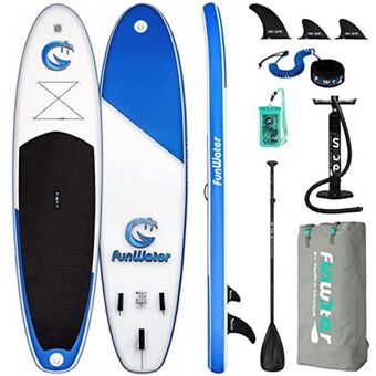 Amazon Funwater sup inflatable stand up paddle board 11'x33''x6'' ultra-light paddleboard with isup accessories,fins,adjustable padd offer