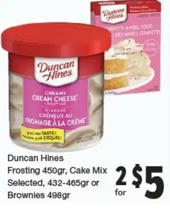 Quality Foods Duncan Hines Frosting 450gr, Cake Mix Selected,432-465gr or Brownies 498gr offer