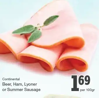 Quality Foods Beer,Hum,Lyoner or Summer Sausage offer