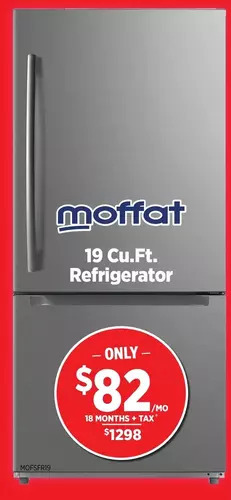 Surplus Furniture Moffat stainless steel 19 cu ft refrigerator with drawer offer