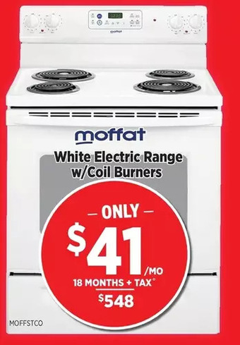 Surplus Furniture Moffat white 30" electric range with coil burners offer