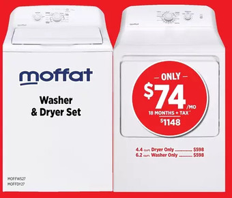 Surplus Furniture Moffat white 27" washer & dryer set offer