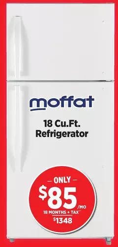 Surplus Furniture Moffat white 18 cubic foot refrigerator offer