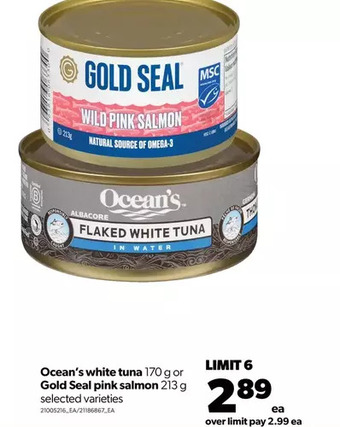 Real Canadian Superstore Ocean's white tuna or gold seal pink salmon offer