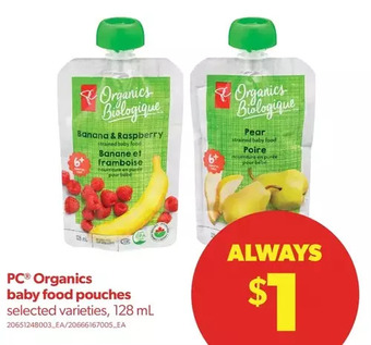 Real Canadian Superstore Pc organics baby food pouches offer