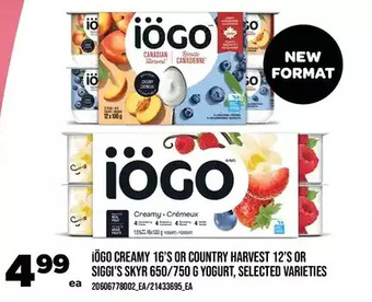 Real Canadian Superstore Iögo creamy or country harvest or siggi's skyr yogurt offer