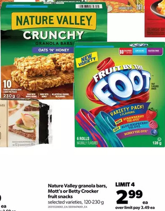 Real Canadian Superstore Nature valley granola bars, mott's or betty crocker fruit snacks offer