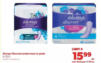 Real Canadian Superstore Always discreet underwear or pads offer