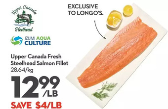 Longo's Upper canada fresh steelhead salmon fillet offer