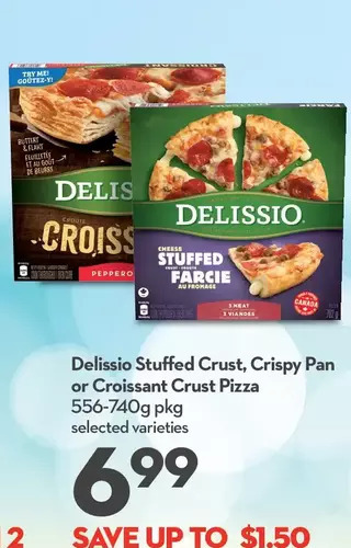 Longo's Delissio stuffed crust, crispy pan or croissant crust pizza offer