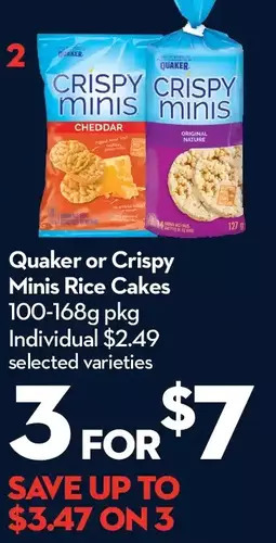 Longo's Quaker or crispy minis rice cakes offer