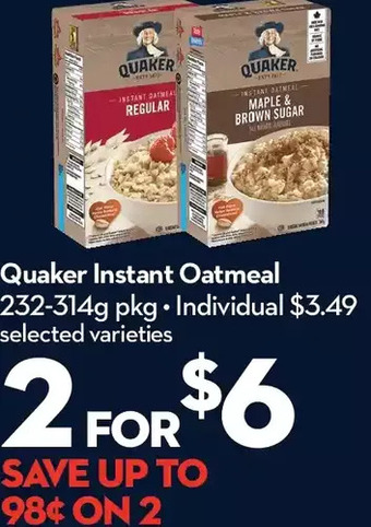 Longo's Quaker instant oatmeal offer