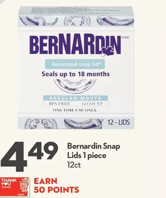 Longo's Bernardin snap lids 1 piece offer