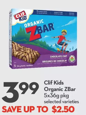 Longo's Clif kids organic zbar offer