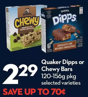 Longo's Quaker dipps or chewy bars offer