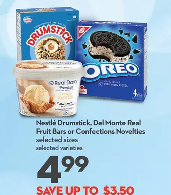 Longo's Nestlé drumstick, del monte real fruit bars or confections novelties offer