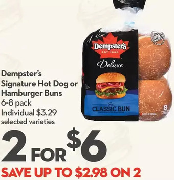 Longo's Dempster's signature hot dog or hamburger buns offer