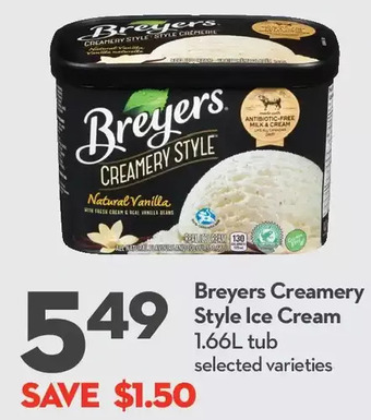 Longo's Breyers creamery style ice cream offer