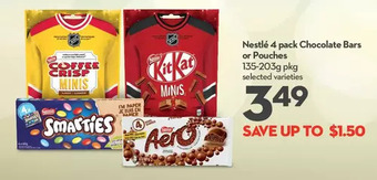 Longo's Nestle 4 pack chocolate bars or pouches offer