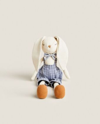 ZARA HOME Bunny plush toy in checked overalls offer
