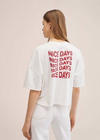 Mango Printed cotton-blend t-shirt offer