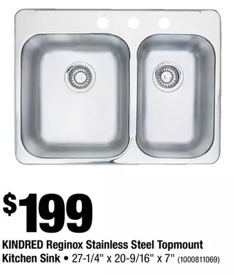 Home Depot Kindred reginox stainless steel topmount kitchen sink offer