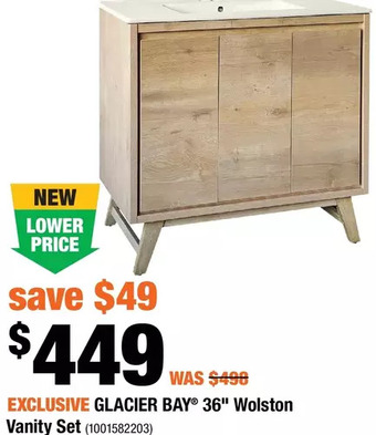 Home Depot Glacier bay 36" wolston vanity set offer