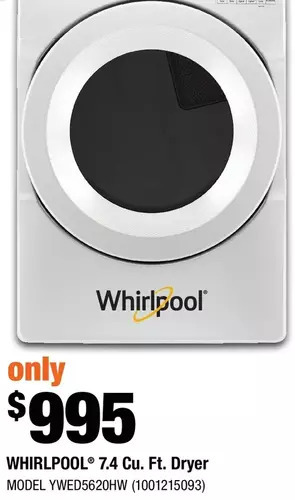 Home Depot Whirlpool 7.4 cu. ft. dryer offer