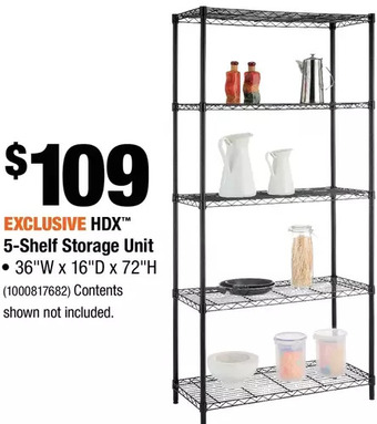 Home Depot Hdx 5-shelf storage unit offer