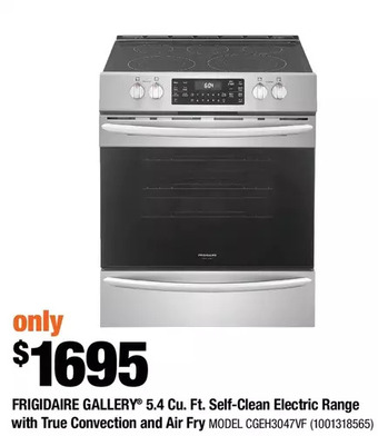 Home Depot Frigidaire gallery 5.4 cu. ft. self-clean electric range with true convection and air fry offer
