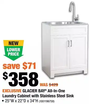 Home Depot Glacier bay all-in-one laundry cabinet with stainless steel sink offer