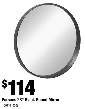 Home Depot Parsons 28" black round mirror offer