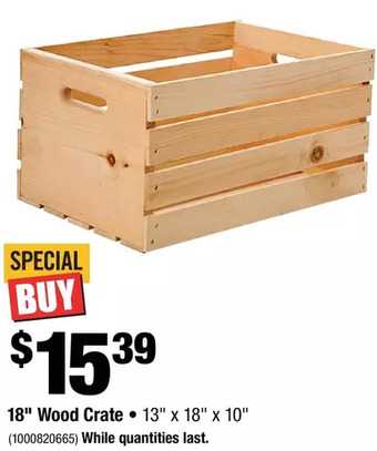 Home Depot 18" wood crate offer
