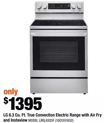 Home Depot Lg 6.3 cu. ft. true convection electric range with air fry and instaview offer