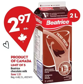 Giant Tiger Beatrice chocolate milk offer