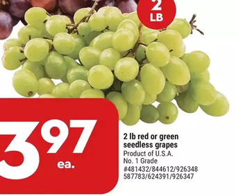 Giant Tiger 2 lb green seedless grapes offer