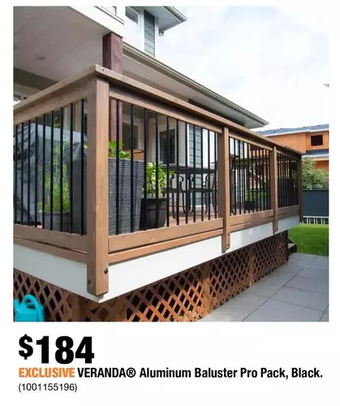 Home Depot Veranda aluminum baluster pro pack, black offer