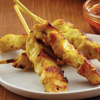 M & M Food Market Chicken satay with peanut sauce offer
