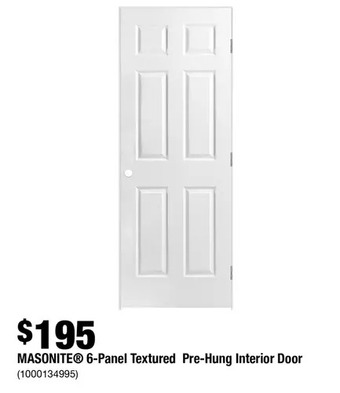Home Depot Masonite 6-panel textured pre-hung interior door offer