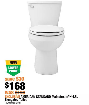Home Depot American standard mainstream 4.8l elongated toilet offer