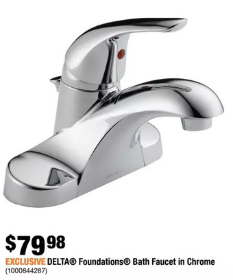 Home Depot Delta foundations bath faucet in chrome offer