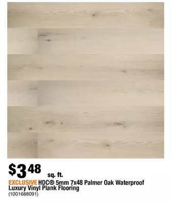 Home Depot Hdc 5mm 7x48 palmer oak waterproof luxury vinyl plank flooring offer