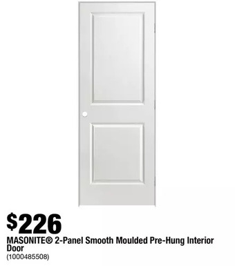 Home Depot Masonite 2-panel smooth moulded pre-hung interior door offer