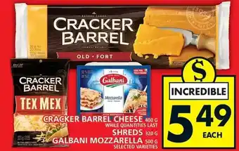 Food Basics Cracker barrel cheese | shreds | galbani mozzarella offer