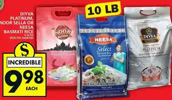 Food Basics Diyva platinum, noor sella or neesa basmati rice offer
