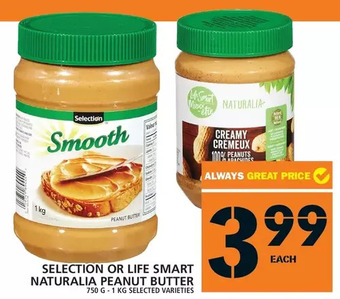 Food Basics Selection or life smart naturalia peanut butter offer