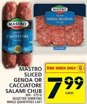 Food Basics Mastro sliced genoa or cacciatore salami chub offer