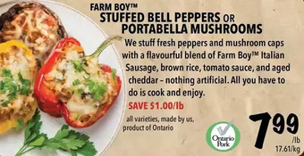 Farm Boy Farm boy stuffed bell peppers or portabella mushrooms offer